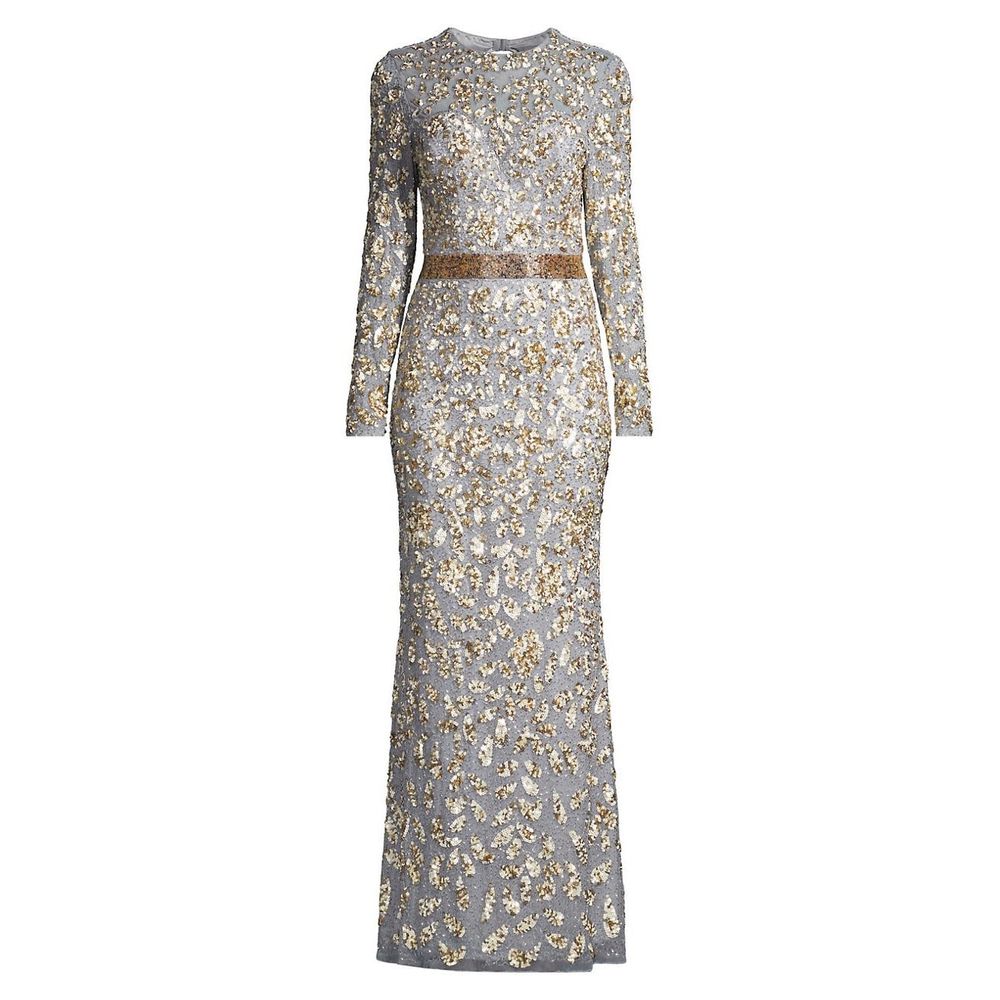 Mac Duggal Beaded Long Sleeve Gown